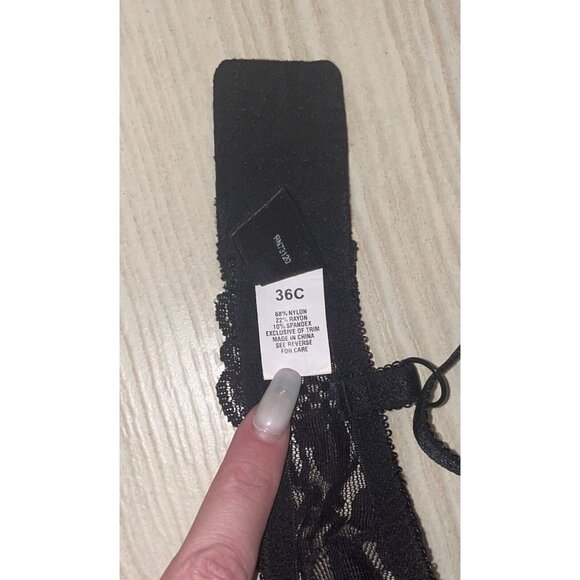 Fredericks of Hollywood Lace Cami Bra Sheer Underwire Womens 36C Black - Picture 7 of 7